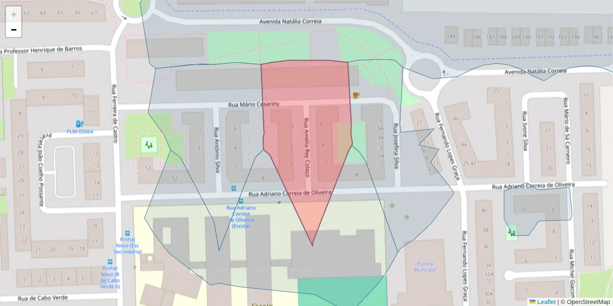 Mapa detalhado do código postal 2955-003 com limites, códigos postais vizinhos e agências dos correios