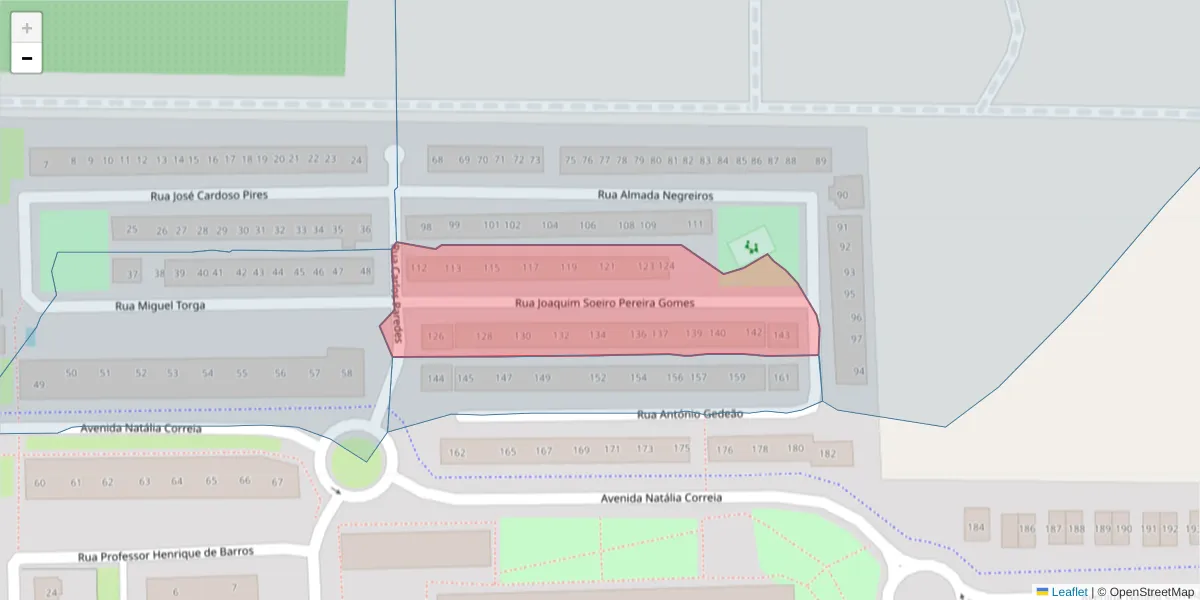 Mapa detalhado do código postal 2955-096 com limites, códigos postais vizinhos e agências dos correios