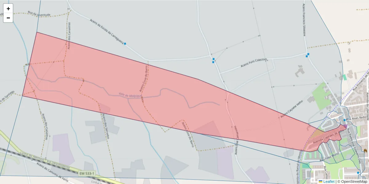 Mapa detalhado do código postal 2955-113 com limites, códigos postais vizinhos e agências dos correios