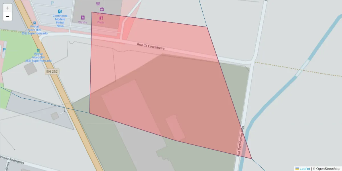 Mapa detalhado do código postal 2955-139 com limites, códigos postais vizinhos e agências dos correios