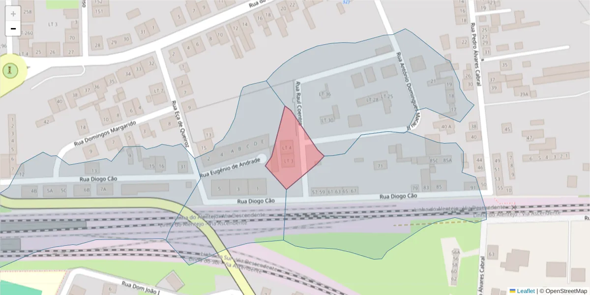 Mapa detalhado do código postal 2955-237 com limites, códigos postais vizinhos e agências dos correios