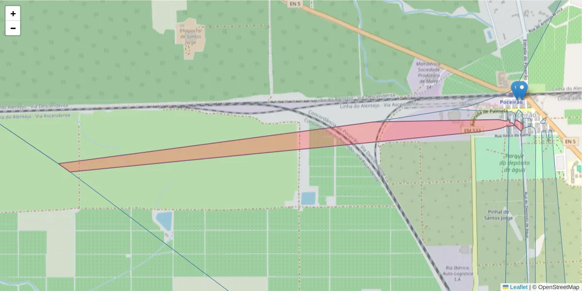 Mapa detalhado do código postal 2965-305 com limites, códigos postais vizinhos e agências dos correios