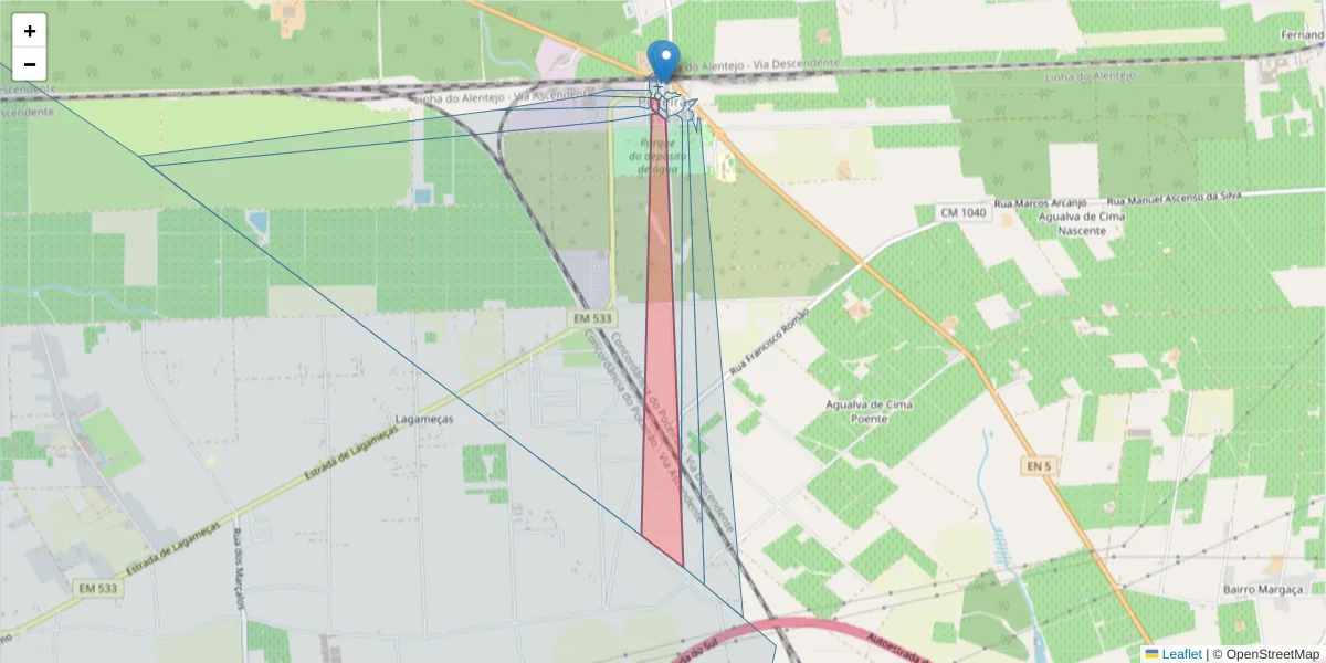 Mapa detalhado do código postal 2965-306 com limites, códigos postais vizinhos e agências dos correios