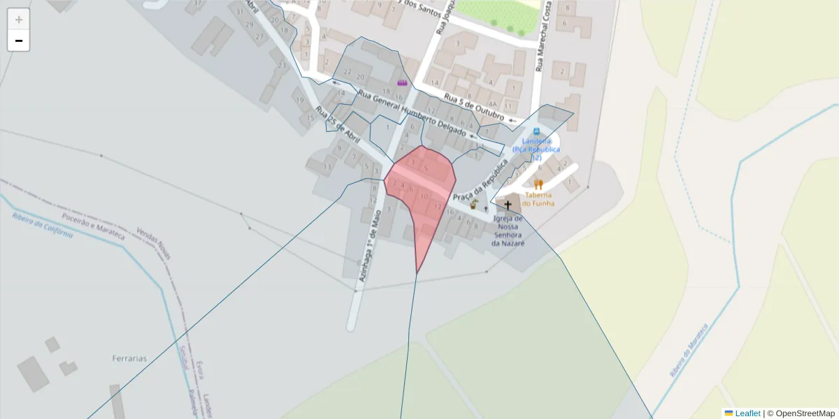 Mapa detalhado do código postal 2965-406 com limites, códigos postais vizinhos e agências dos correios