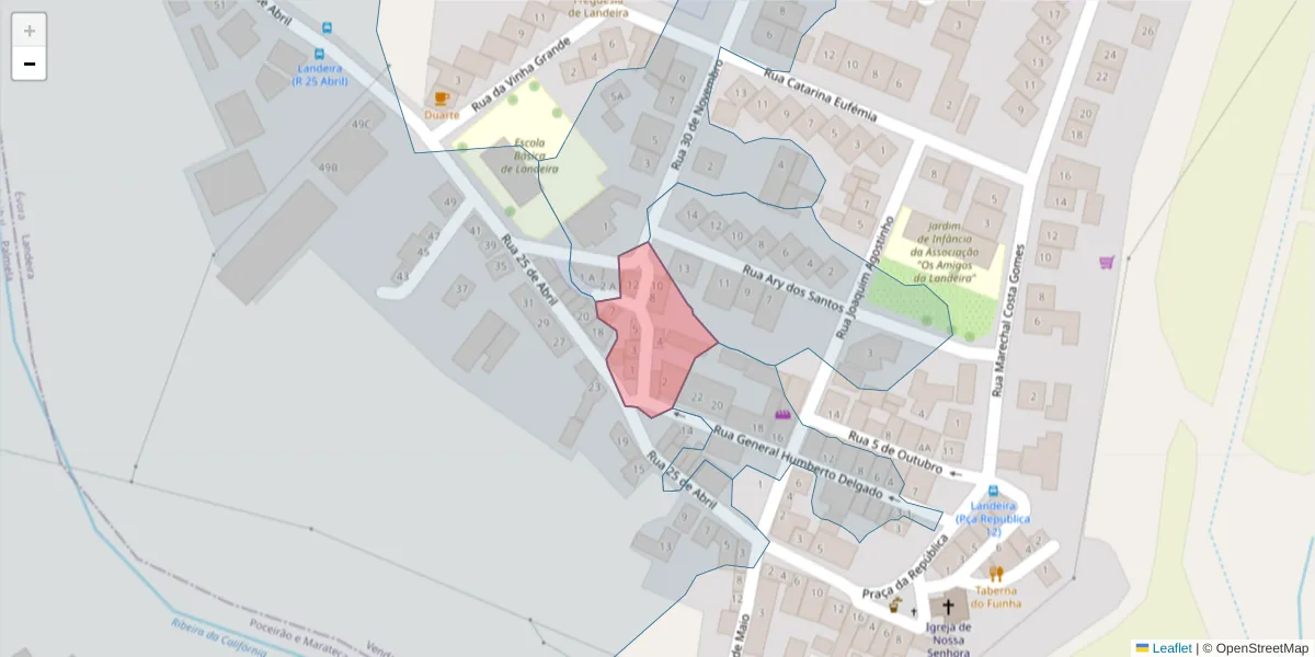 Mapa detalhado do código postal 2965-415 com limites, códigos postais vizinhos e agências dos correios