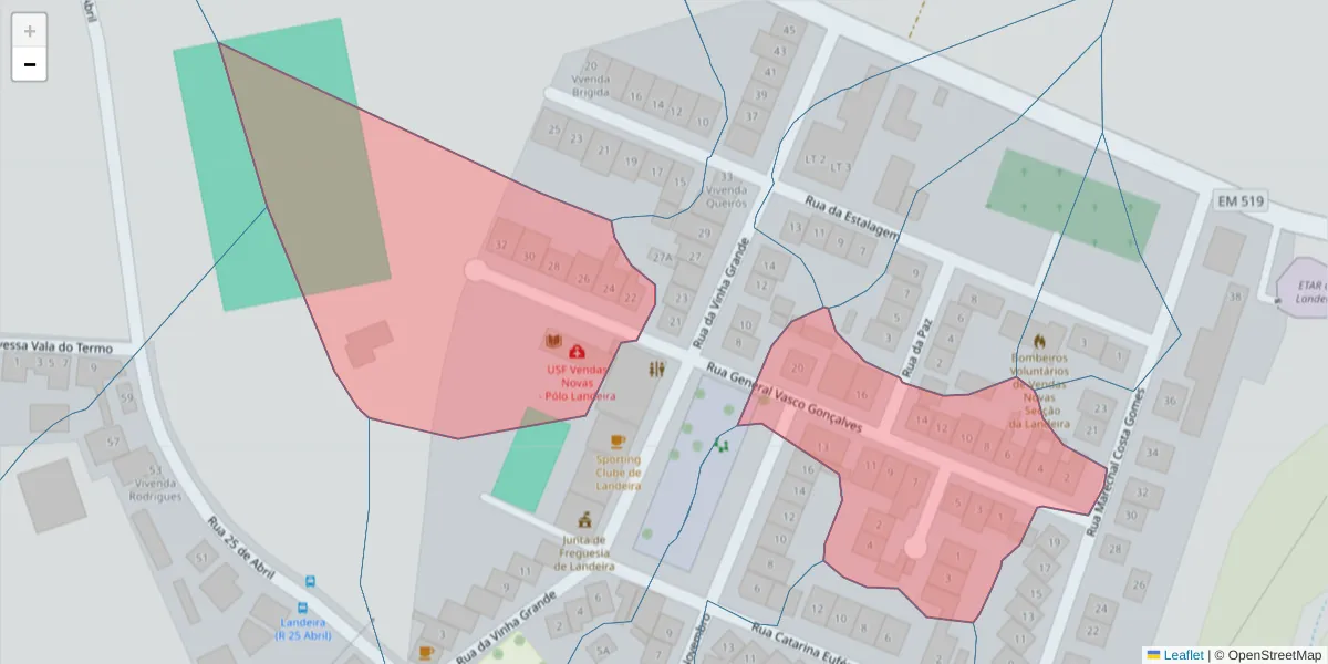 Mapa detalhado do código postal 2965-420 com limites, códigos postais vizinhos e agências dos correios