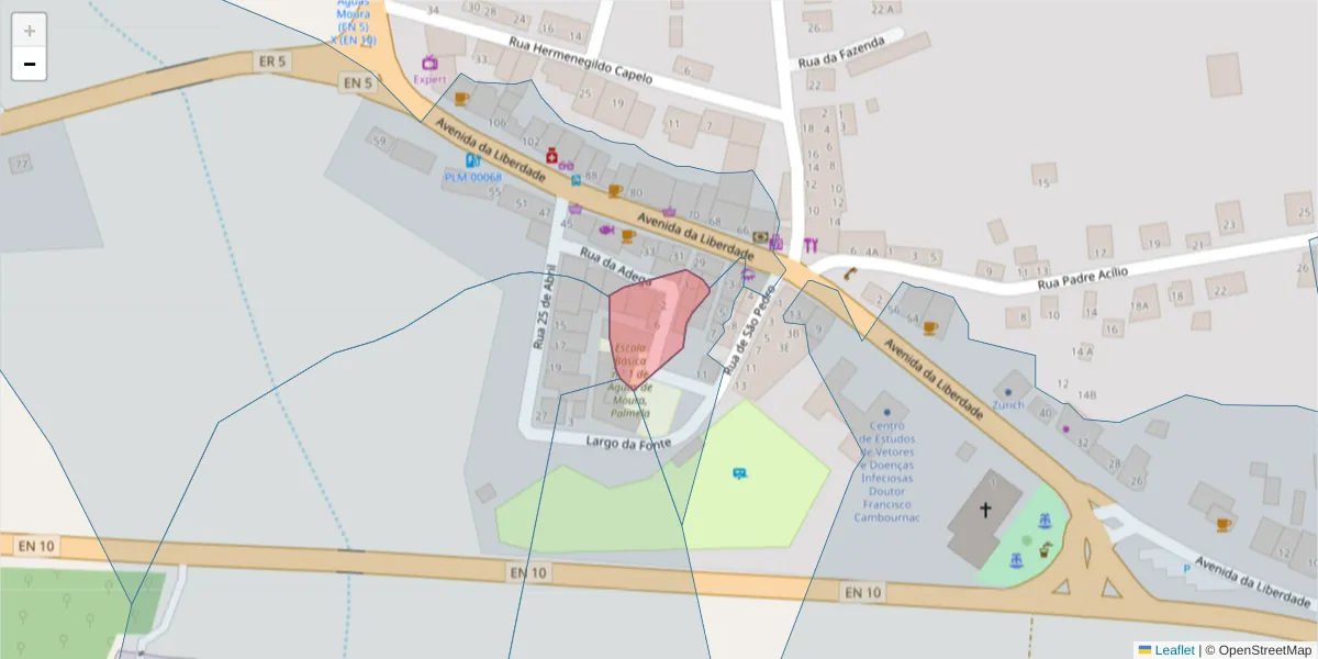 Mapa detalhado do código postal 2965-560 com limites, códigos postais vizinhos e agências dos correios