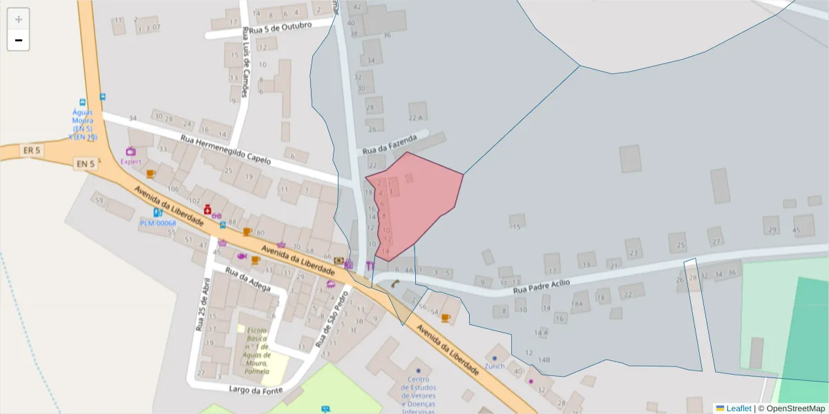 Mapa detalhado do código postal 2965-564 com limites, códigos postais vizinhos e agências dos correios