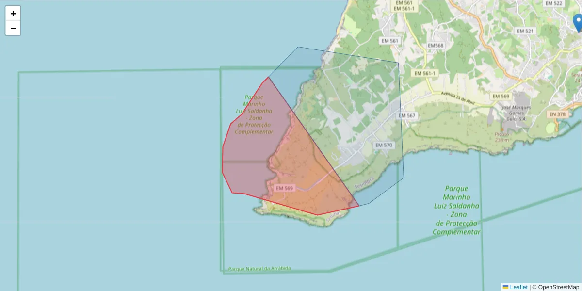 Mapa detalhado do código postal 2970-191 com limites, códigos postais vizinhos e agências dos correios