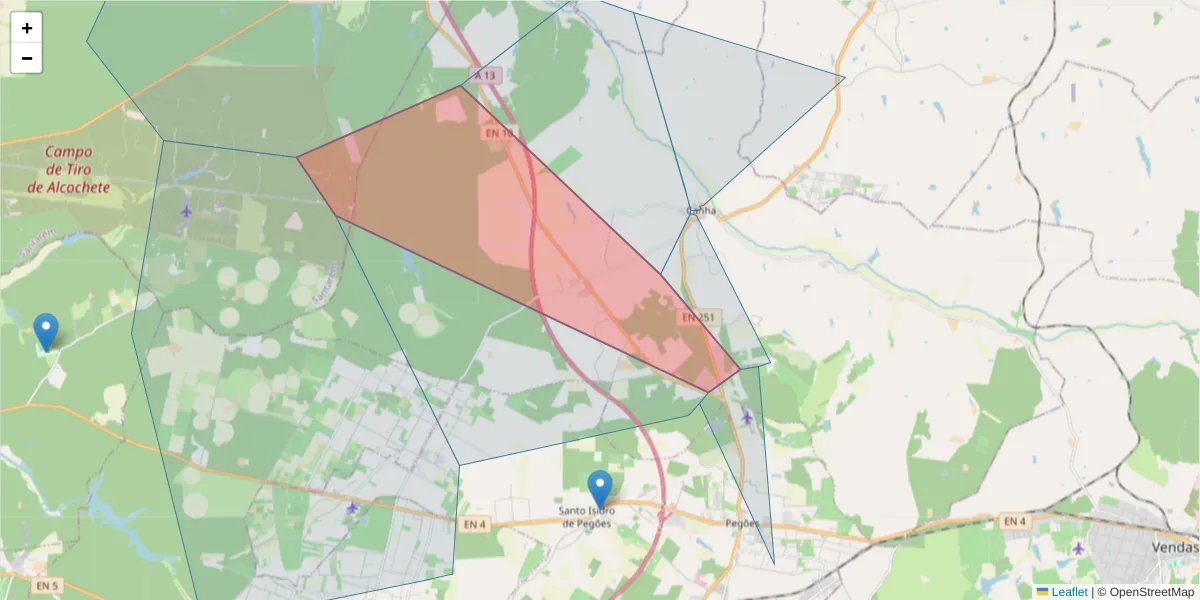 Mapa detalhado do código postal 2985-000 com limites, códigos postais vizinhos e agências dos correios
