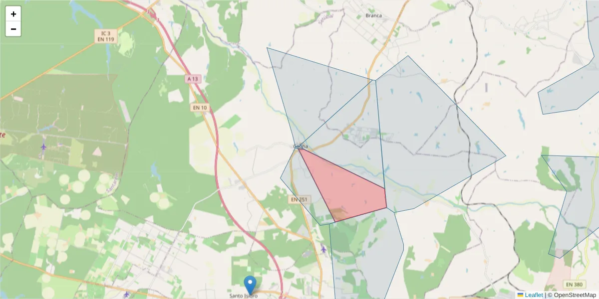 Mapa detalhado do código postal 2985-004 com limites, códigos postais vizinhos e agências dos correios