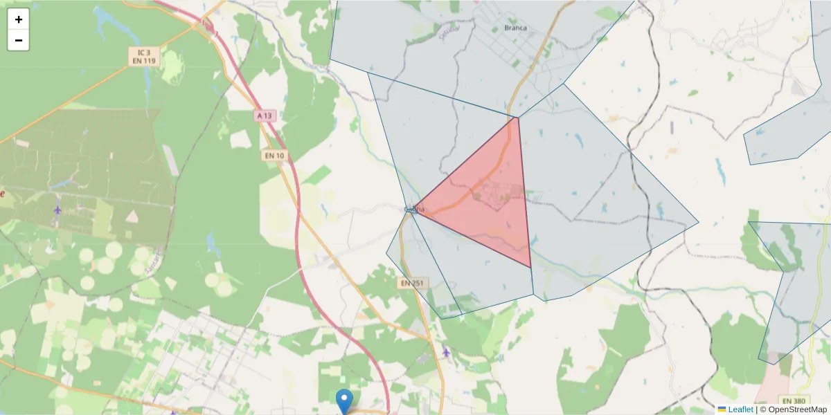 Mapa detalhado do código postal 2985-014 com limites, códigos postais vizinhos e agências dos correios