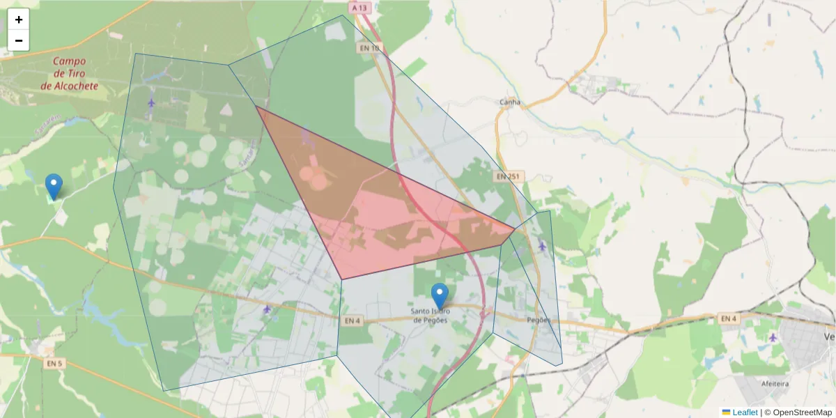 Mapa detalhado do código postal 2985-604 com limites, códigos postais vizinhos e agências dos correios