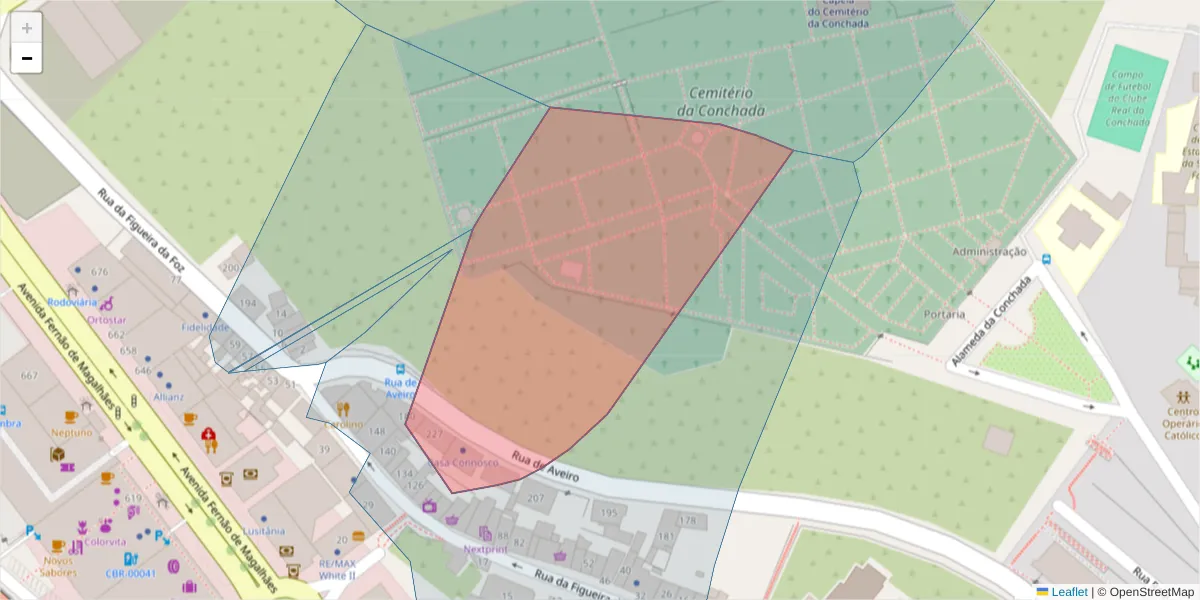 Mapa detalhado do código postal 3000-065 com limites, códigos postais vizinhos e agências dos correios