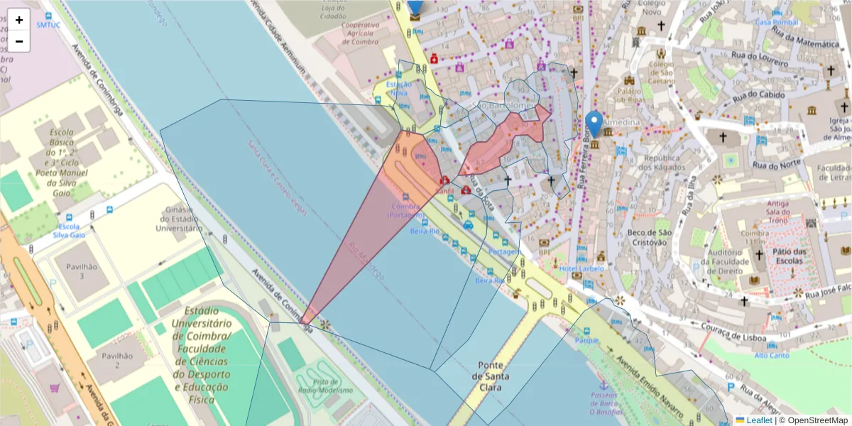 Mapa detalhado do código postal 3000-066 com limites, códigos postais vizinhos e agências dos correios
