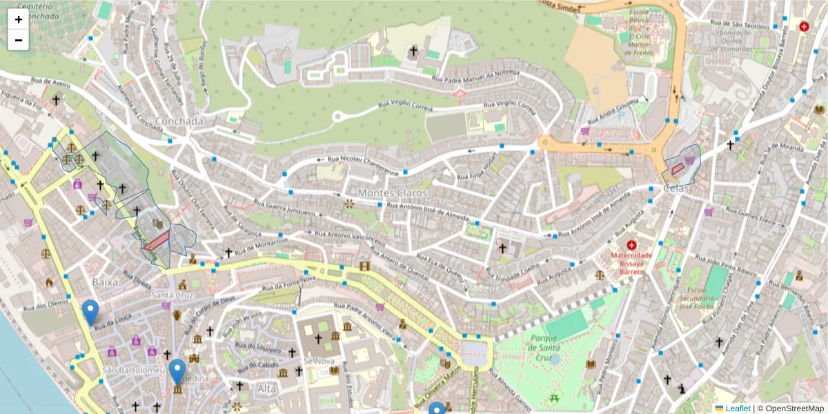 Mapa detalhado do código postal 3000-089 com limites, códigos postais vizinhos e agências dos correios