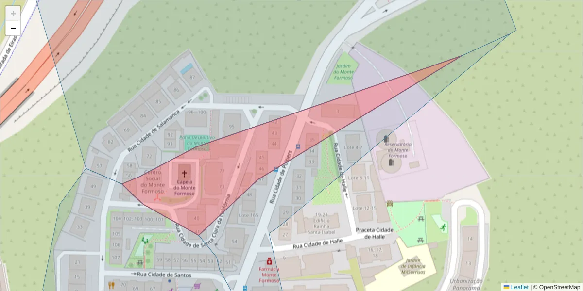 Mapa detalhado do código postal 3000-111 com limites, códigos postais vizinhos e agências dos correios