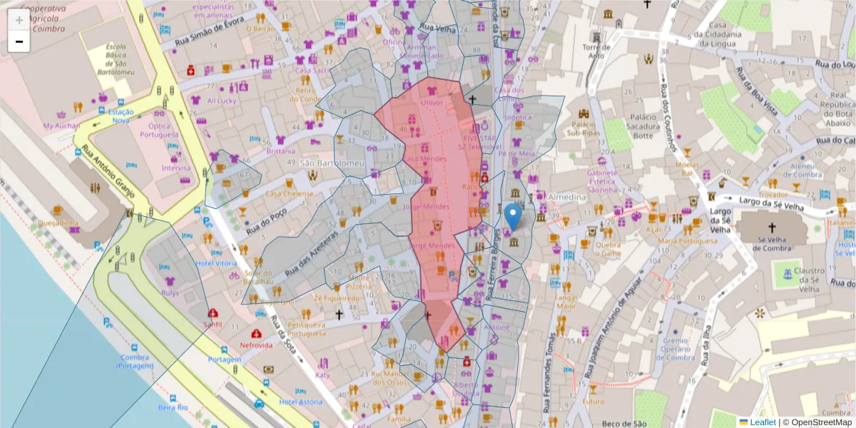 Mapa detalhado do código postal 3000-116 com limites, códigos postais vizinhos e agências dos correios