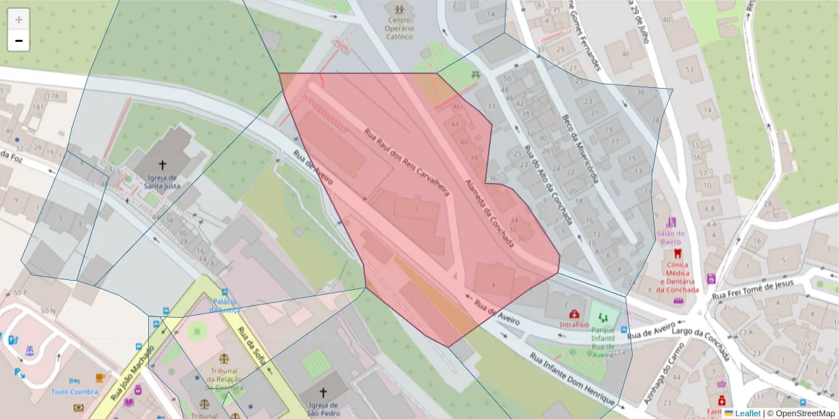 Mapa detalhado do código postal 3000-117 com limites, códigos postais vizinhos e agências dos correios