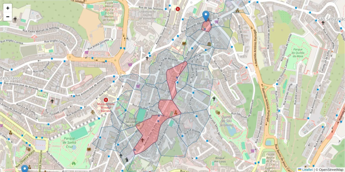 Mapa detalhado do código postal 3000-137 com limites, códigos postais vizinhos e agências dos correios
