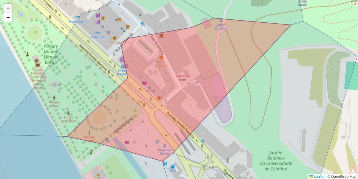 Mapa detalhado do código postal 3000-151 com limites, códigos postais vizinhos e agências dos correios