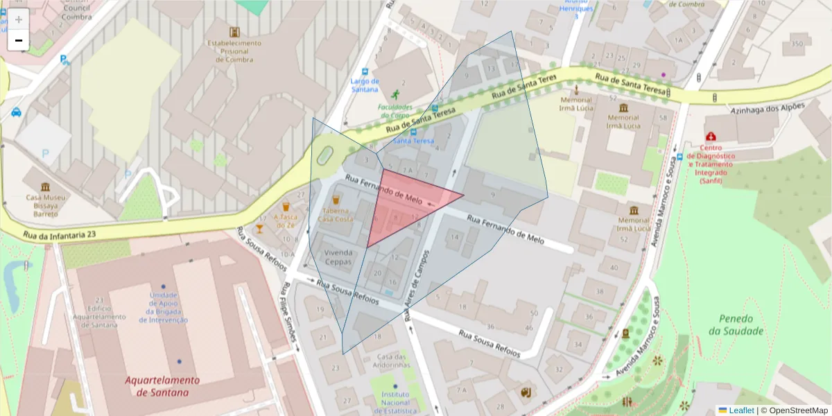 Mapa detalhado do código postal 3000-169 com limites, códigos postais vizinhos e agências dos correios