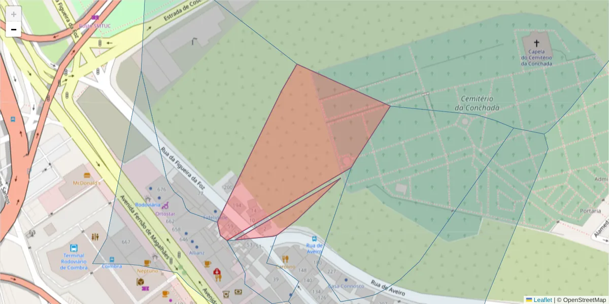 Mapa detalhado do código postal 3000-189 com limites, códigos postais vizinhos e agências dos correios