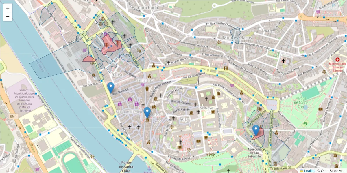 Mapa detalhado do código postal 3000-229 com limites, códigos postais vizinhos e agências dos correios
