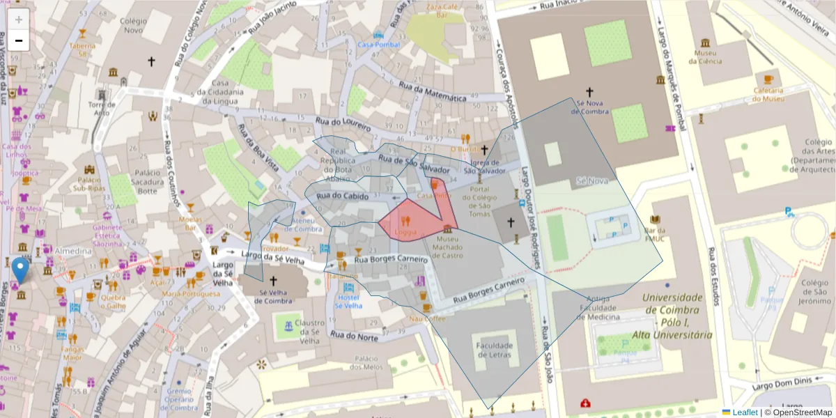Mapa detalhado do código postal 3000-236 com limites, códigos postais vizinhos e agências dos correios