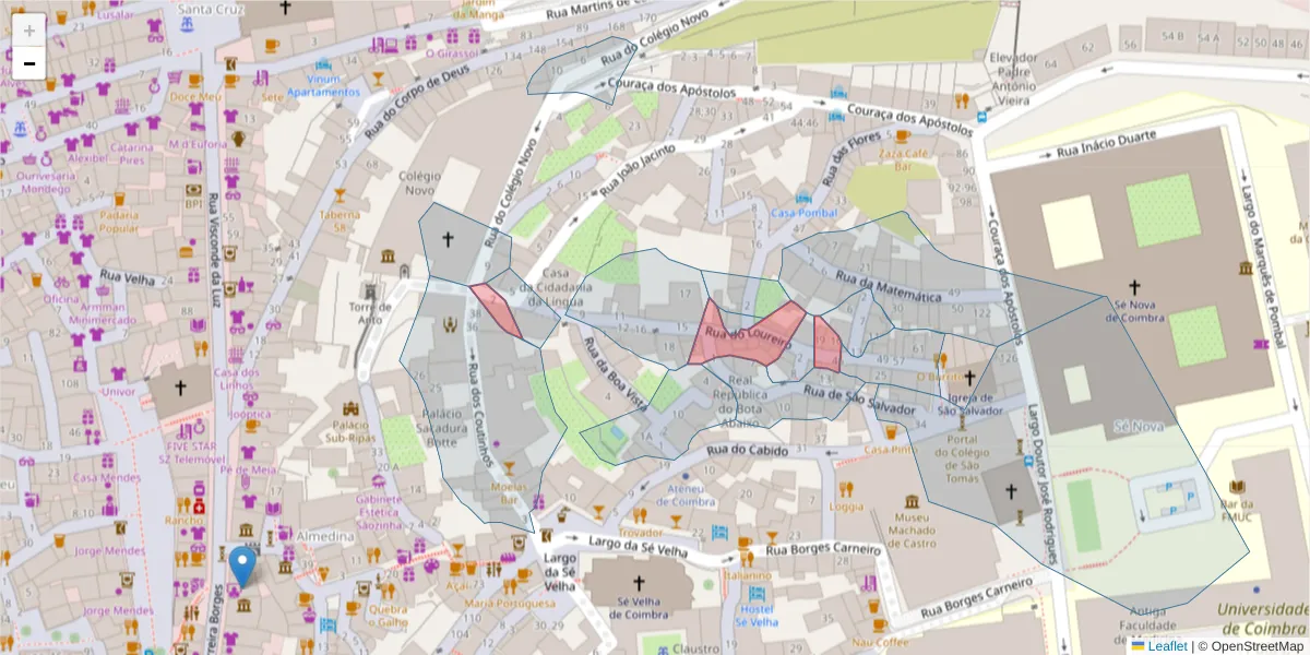 Mapa detalhado do código postal 3000-246 com limites, códigos postais vizinhos e agências dos correios