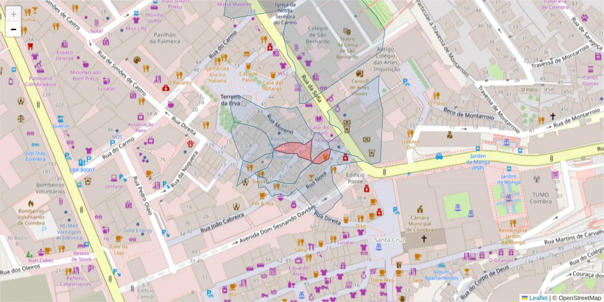 Mapa detalhado do código postal 3000-270 com limites, códigos postais vizinhos e agências dos correios