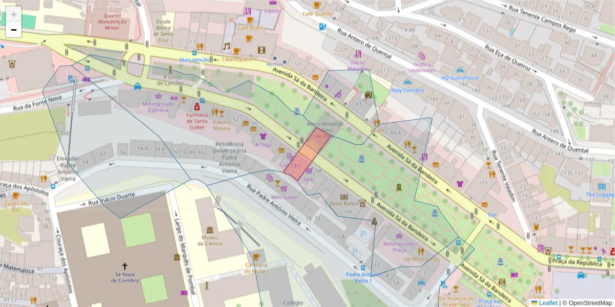 Mapa detalhado do código postal 3000-272 com limites, códigos postais vizinhos e agências dos correios