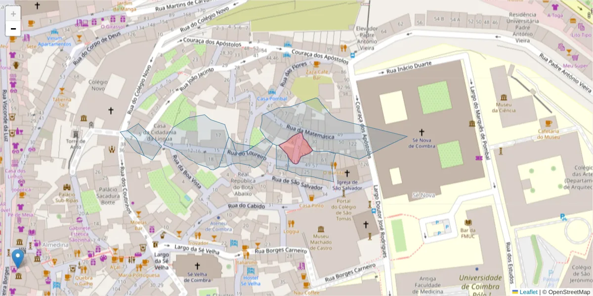 Mapa detalhado do código postal 3000-277 com limites, códigos postais vizinhos e agências dos correios