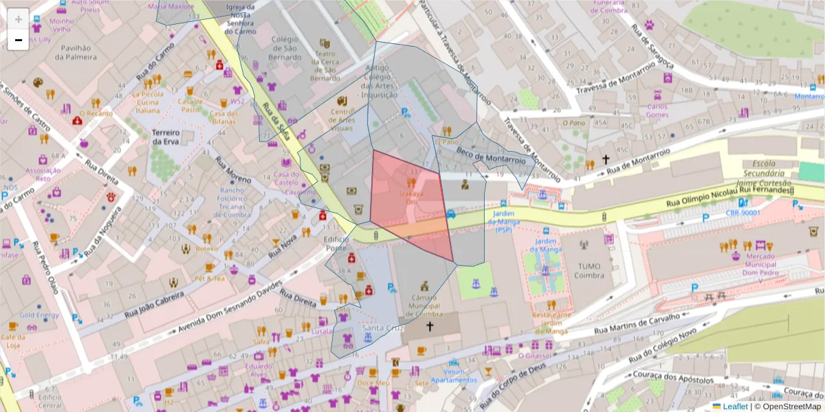 Mapa detalhado do código postal 3000-330 com limites, códigos postais vizinhos e agências dos correios
