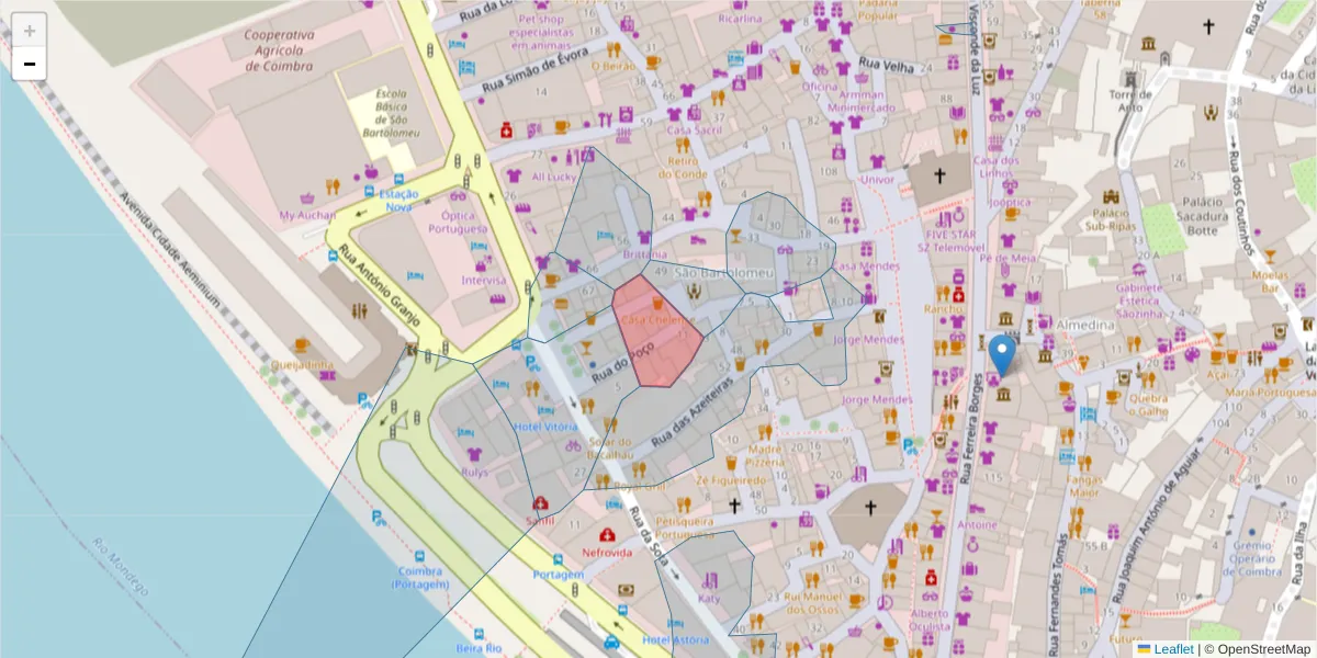 Mapa detalhado do código postal 3000-336 com limites, códigos postais vizinhos e agências dos correios