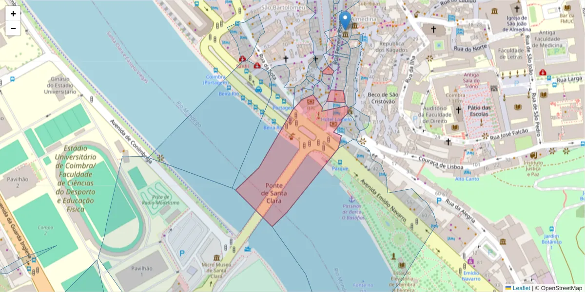 Mapa detalhado do código postal 3000-337 com limites, códigos postais vizinhos e agências dos correios