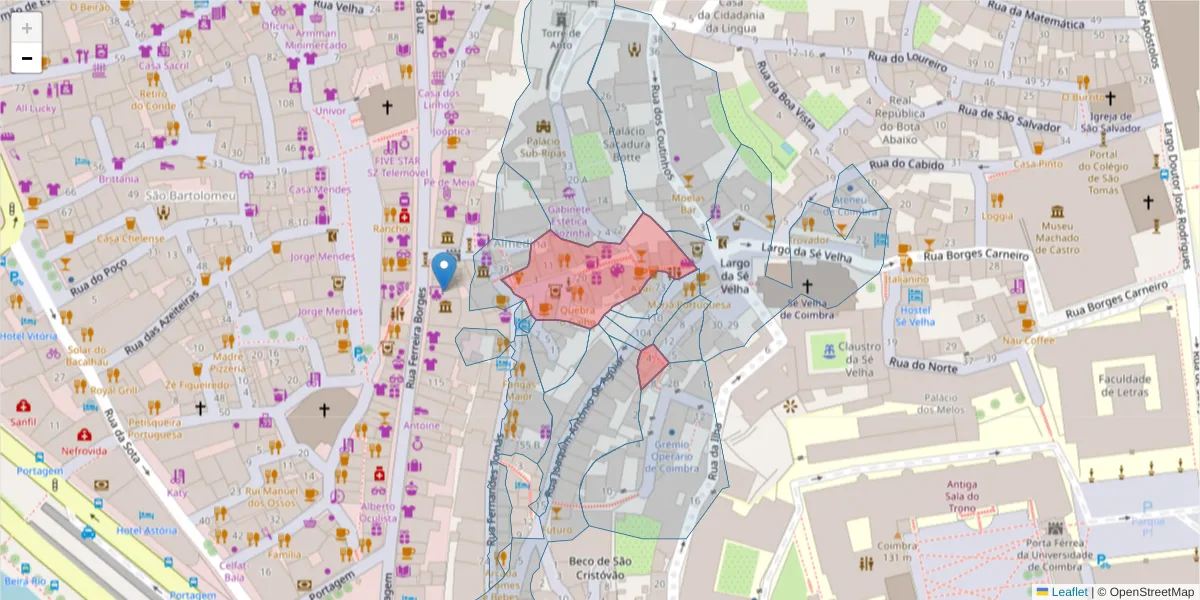 Mapa detalhado do código postal 3000-340 com limites, códigos postais vizinhos e agências dos correios
