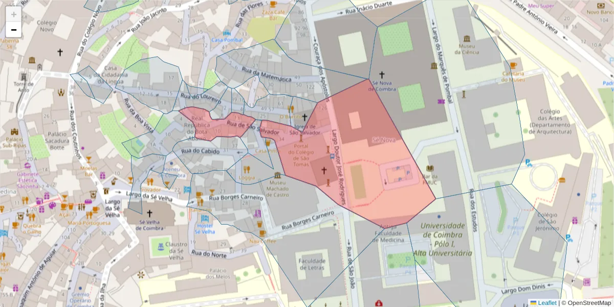 Mapa detalhado do código postal 3000-373 com limites, códigos postais vizinhos e agências dos correios