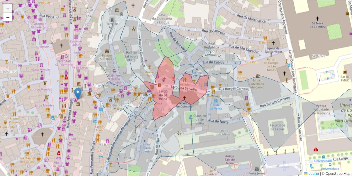 Mapa detalhado do código postal 3000-383 com limites, códigos postais vizinhos e agências dos correios