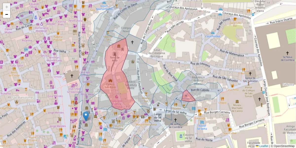 Mapa detalhado do código postal 3000-395 com limites, códigos postais vizinhos e agências dos correios