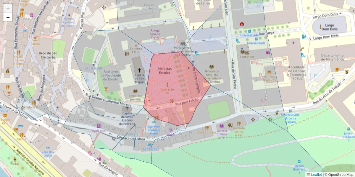 Mapa detalhado do código postal 3000-402 com limites, códigos postais vizinhos e agências dos correios
