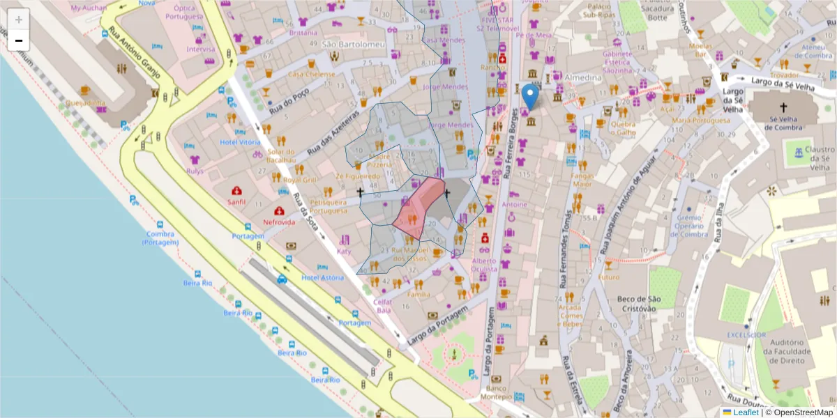 Mapa detalhado do código postal 3000-420 com limites, códigos postais vizinhos e agências dos correios