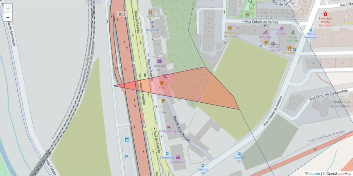 Mapa detalhado do código postal 3000-423 com limites, códigos postais vizinhos e agências dos correios
