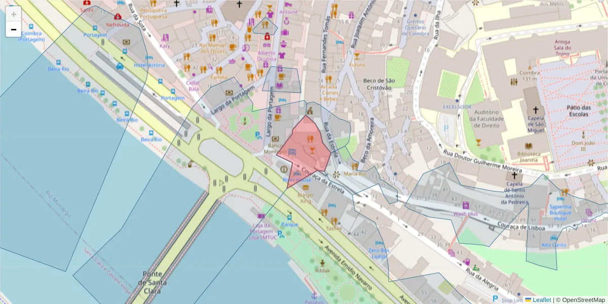 Mapa detalhado do código postal 3000-433 com limites, códigos postais vizinhos e agências dos correios