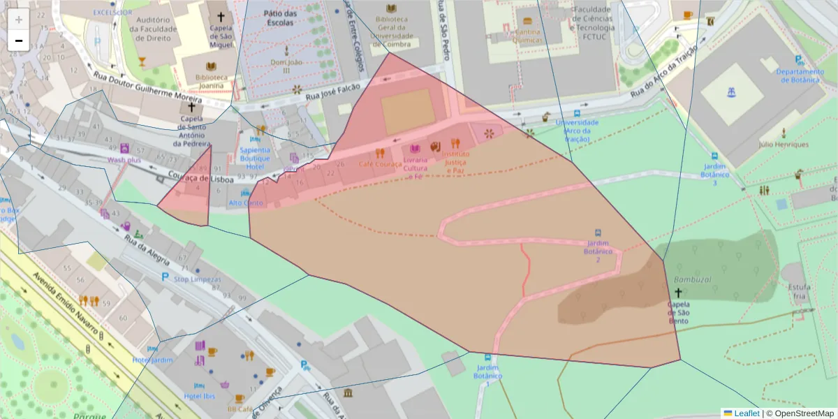 Mapa detalhado do código postal 3000-434 com limites, códigos postais vizinhos e agências dos correios
