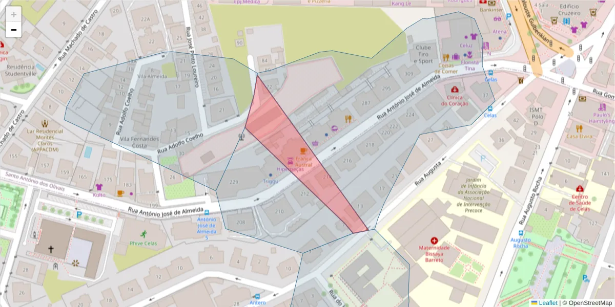 Mapa detalhado do código postal 3000-945 com limites, códigos postais vizinhos e agências dos correios