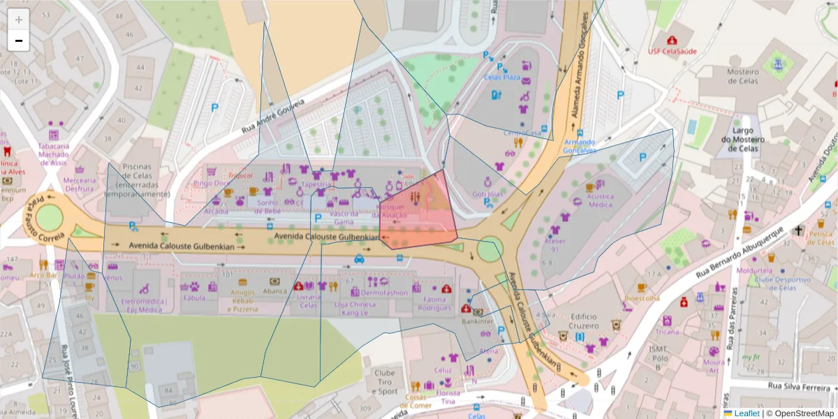 Mapa detalhado do código postal 3004-513 com limites, códigos postais vizinhos e agências dos correios