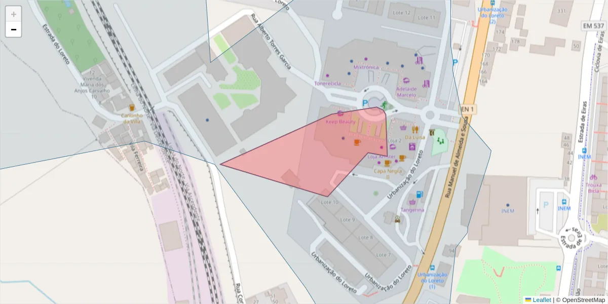 Mapa detalhado do código postal 3020-037 com limites, códigos postais vizinhos e agências dos correios