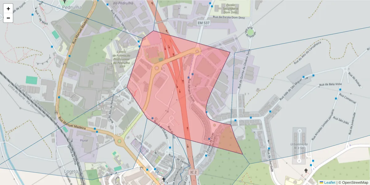 Mapa detalhado do código postal 3020-166 com limites, códigos postais vizinhos e agências dos correios