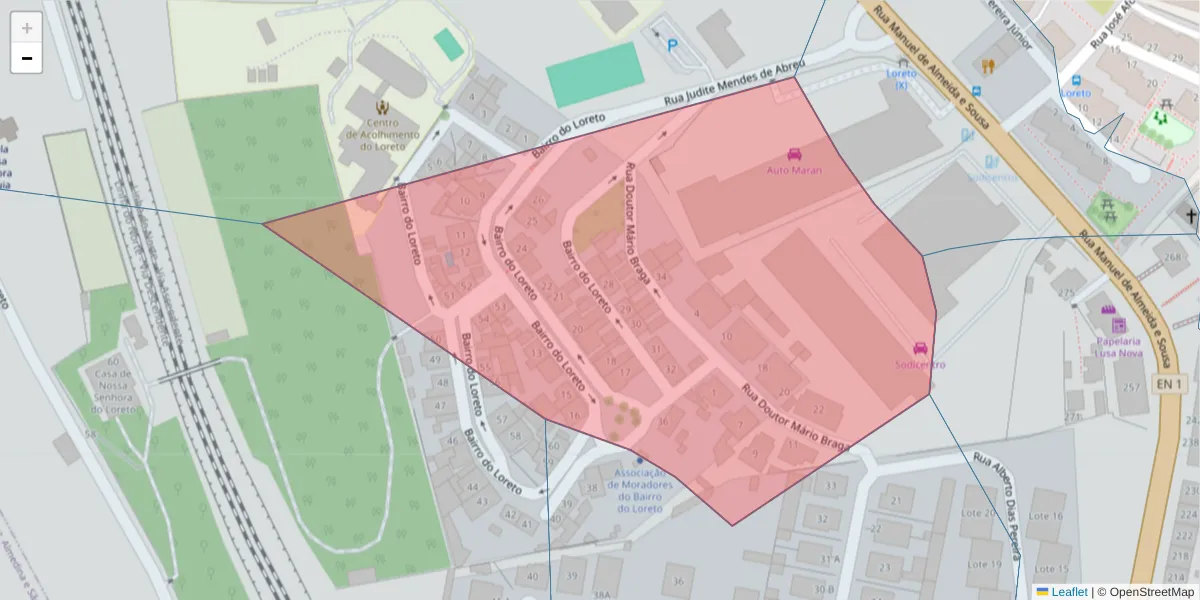 Mapa detalhado do código postal 3025-091 com limites, códigos postais vizinhos e agências dos correios